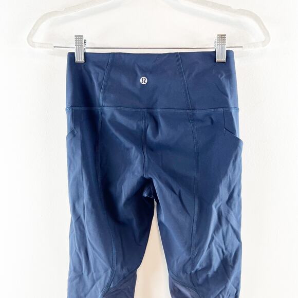 Lululemon Pace Rival High-Rise Crop Leggings 22" No Zip True Navy Blue 4 - Picture 8 of 11